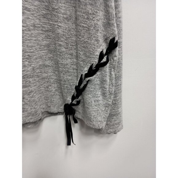 Inc INternational Concepts Top Womens Large Gray Soft Knit BOHO Lace Up Hem - Picture 2 of 10